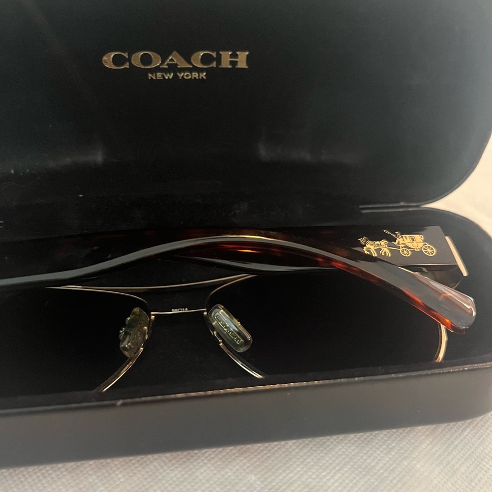 Coach aviator sunglasses dark tortoise and gold rim